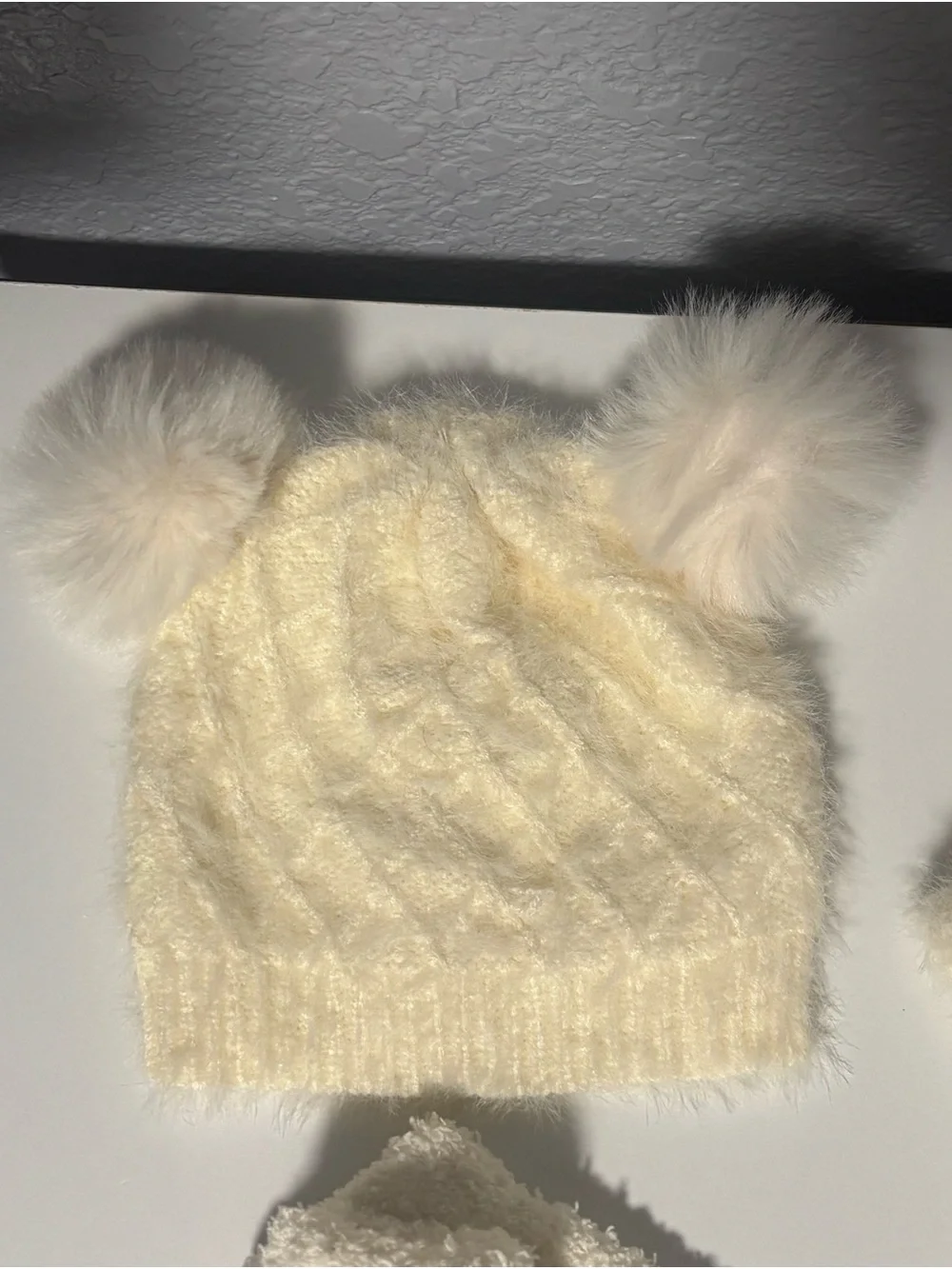 Cozy Cream Knit Baby Hat, Mittens & Booties Set - Soft Pom Pom